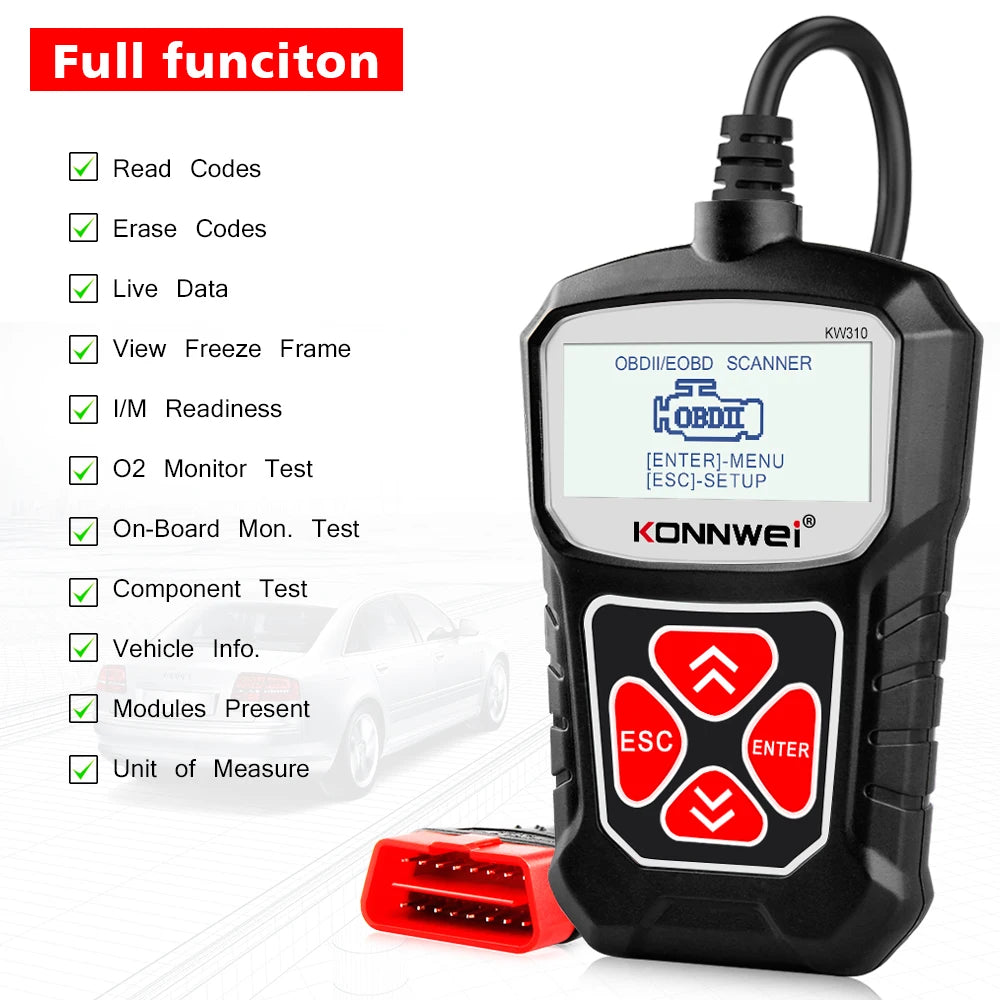 KONNWEI KW310 Obd2 Scanner for Auto Obd 2 Car Diagnostic Tool 2024 Automotive Scanner Car Tools odb2 PK Elm327