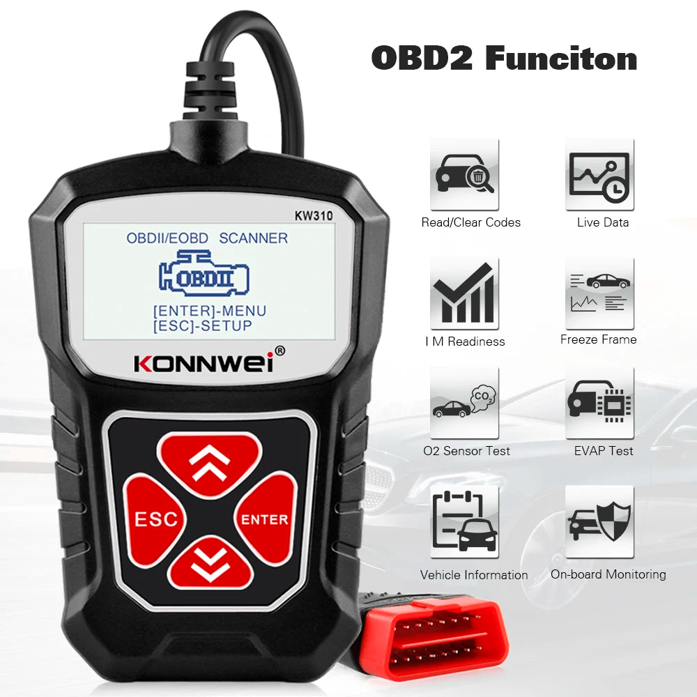 KONNWEI KW310 Obd2 Scanner for Auto Obd 2 Car Diagnostic Tool 2024 Automotive Scanner Car Tools odb2 PK Elm327