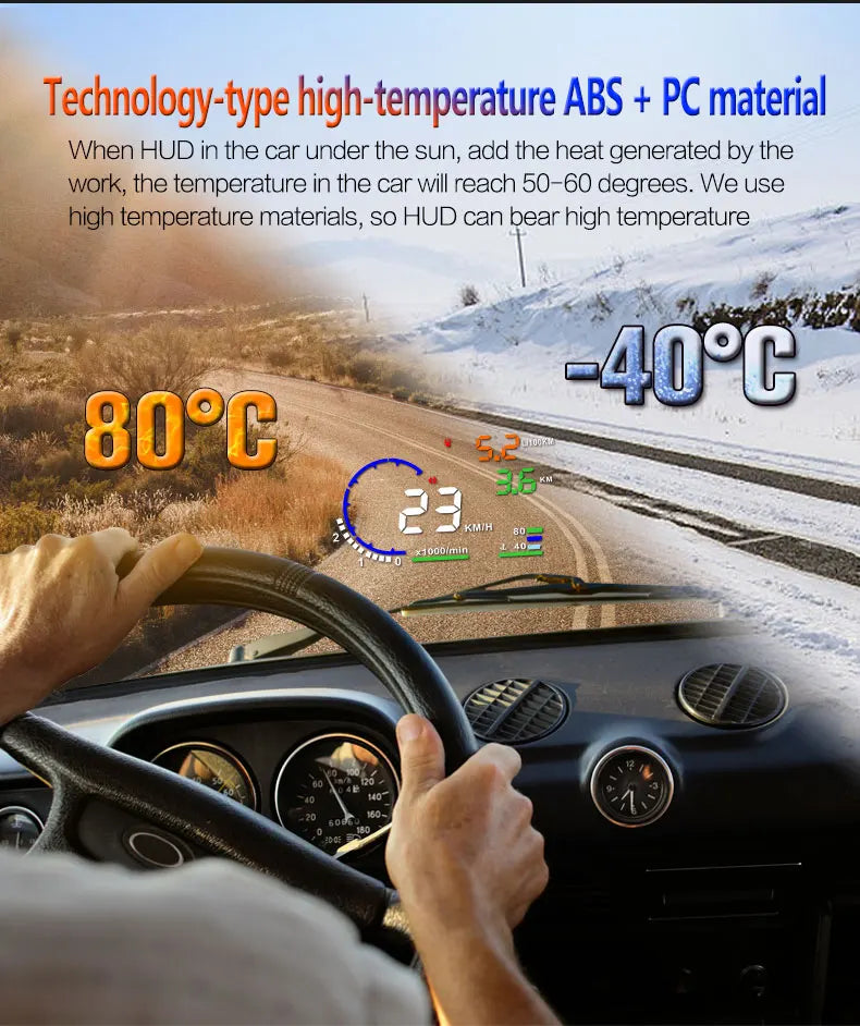 ADQ 5.5'' OBD2 HUD A8 Car Head Up Display Digital Speedometer Tachometer Windshield Speed Projector + Speed Water Temp RPM Alarm