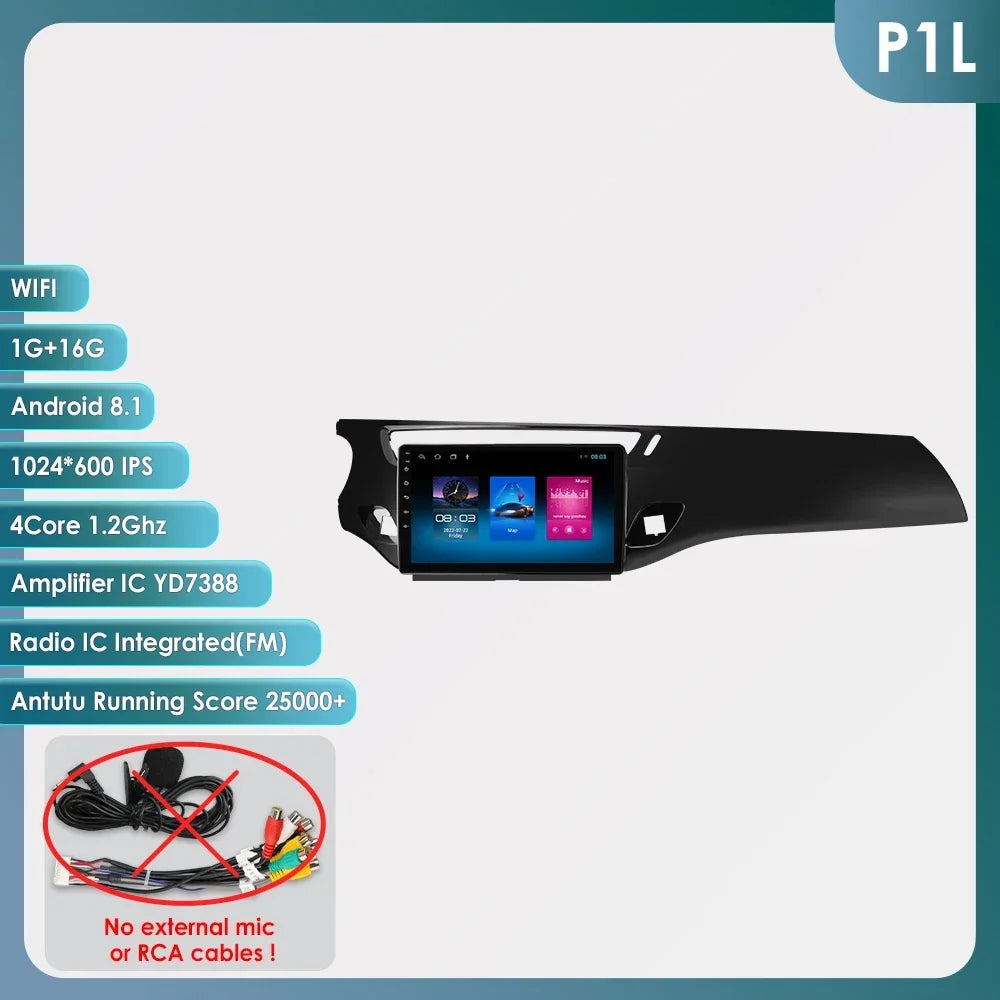 9" 2 Din Carplay Screen Android 13 Auto Radio for Citroen C3 DS3 2010 - 2016 Car Multimedia Player Navigation GPS RDS Stereo DSP
