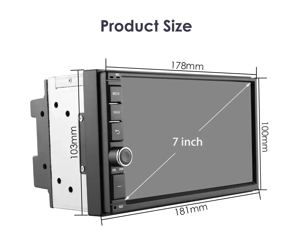 OSSURET Universal Android 14 4G 64G 7'' 2 Din Car Multimedia Player with BT GPS DSP for Toyota Verso Nissan Qashqai Hyundai I 10