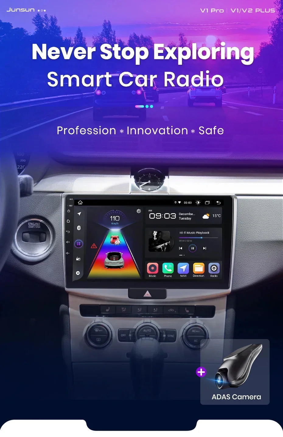 Junsun Android wireless CarPlay Auto Car Radio For Volkswagen Passat B6 B7 CC 2010-2015 Intelligent Systems DSP GPS FM BT SWC