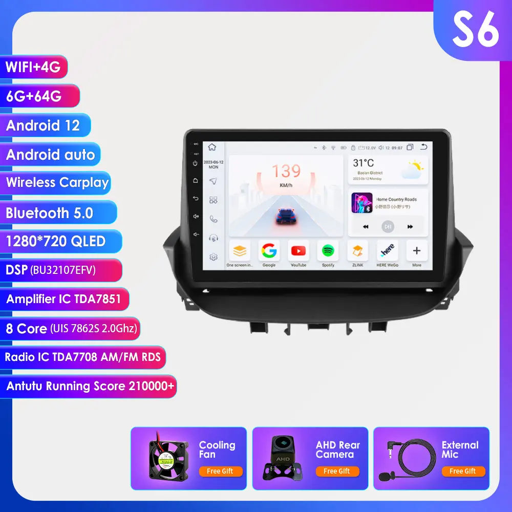 9" Android 13 Radio Car Multimedia 2Din Wireless Carplay Android Auto for Renault Laguna 2 2001-2007 Support OBD DAB RDS BT WIFI