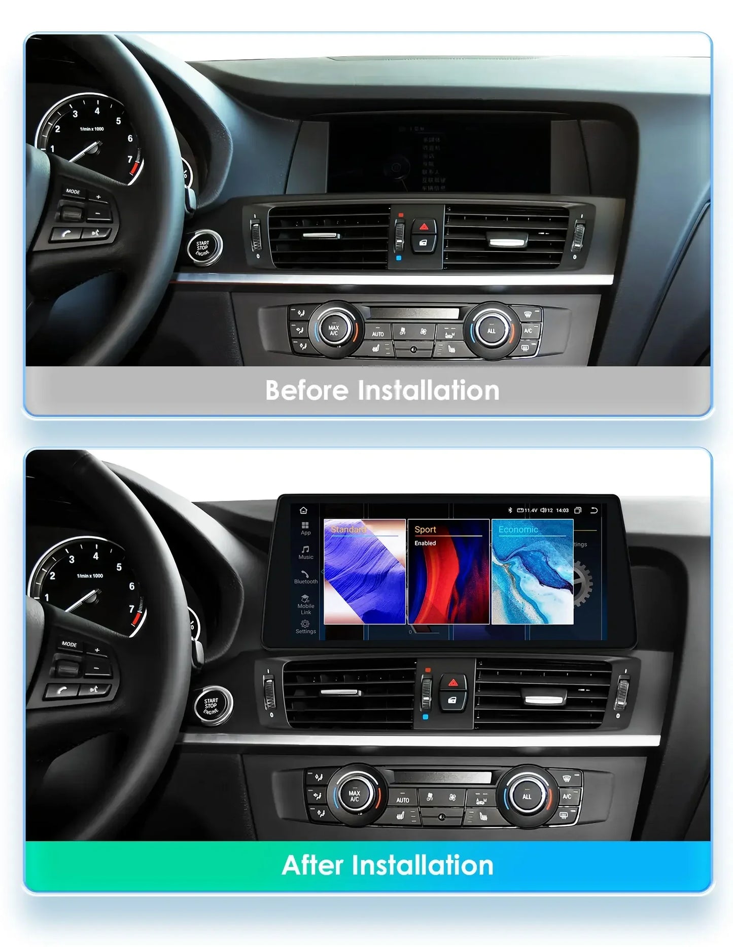 10.25" Wireless Carplay Android Car Radio Multimedia Player for BMW X3 F25 2011-2016 X4 F26 CIC NBT 2din GPS DSP BT Navi 4G QLED