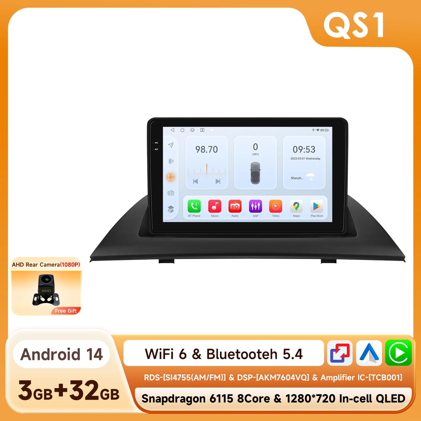 Android 14 Car Radio Multimedia Player for BMW X3 E83 2004-2012 Wireless Carplay Android Auto Navigation SWS GPS 4G DAB+ OBD2