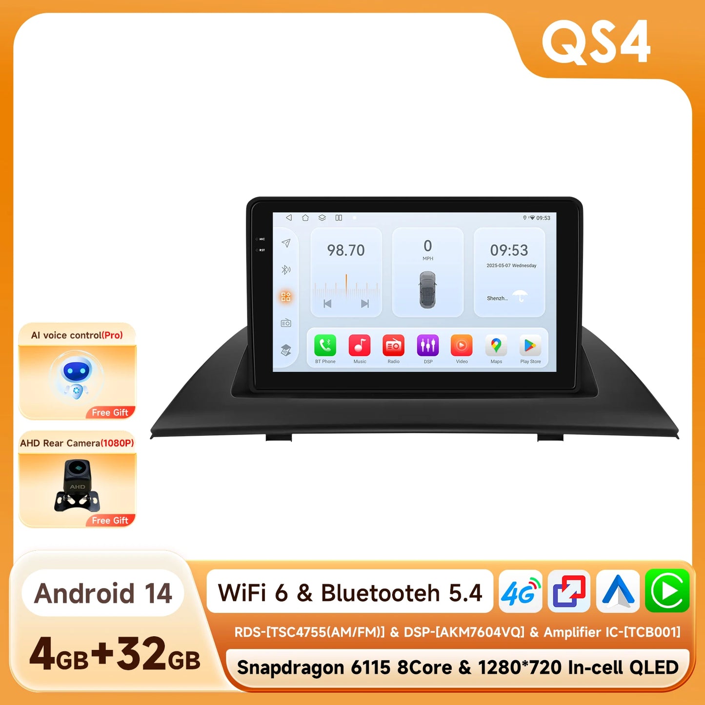Android 14 Car Radio Multimedia Player for BMW X3 E83 2004-2012 Wireless Carplay Android Auto Navigation SWS GPS 4G DAB+ OBD2