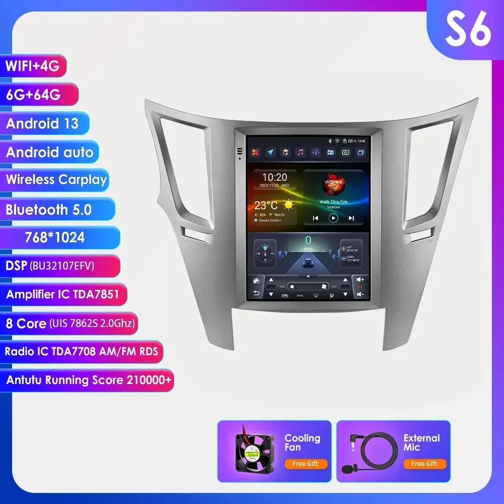 9.7" Android 13 Wireless Carplay for Subaru Outback Impreza Legacy 2009-2014 GPS Stereo Car Radio Multimedia Player 4G BT 2 Din