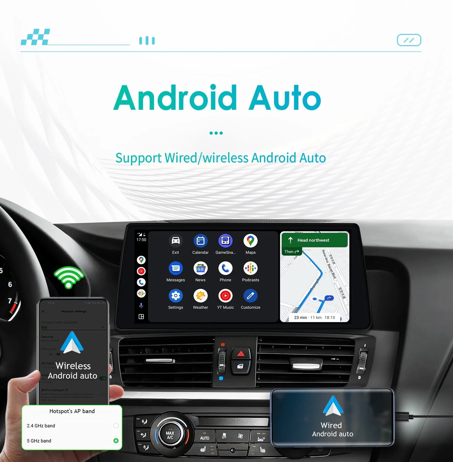 10.25" Wireless Carplay Android Car Radio Multimedia Player for BMW X3 F25 2011-2016 X4 F26 CIC NBT 2din GPS DSP BT Navi 4G QLED
