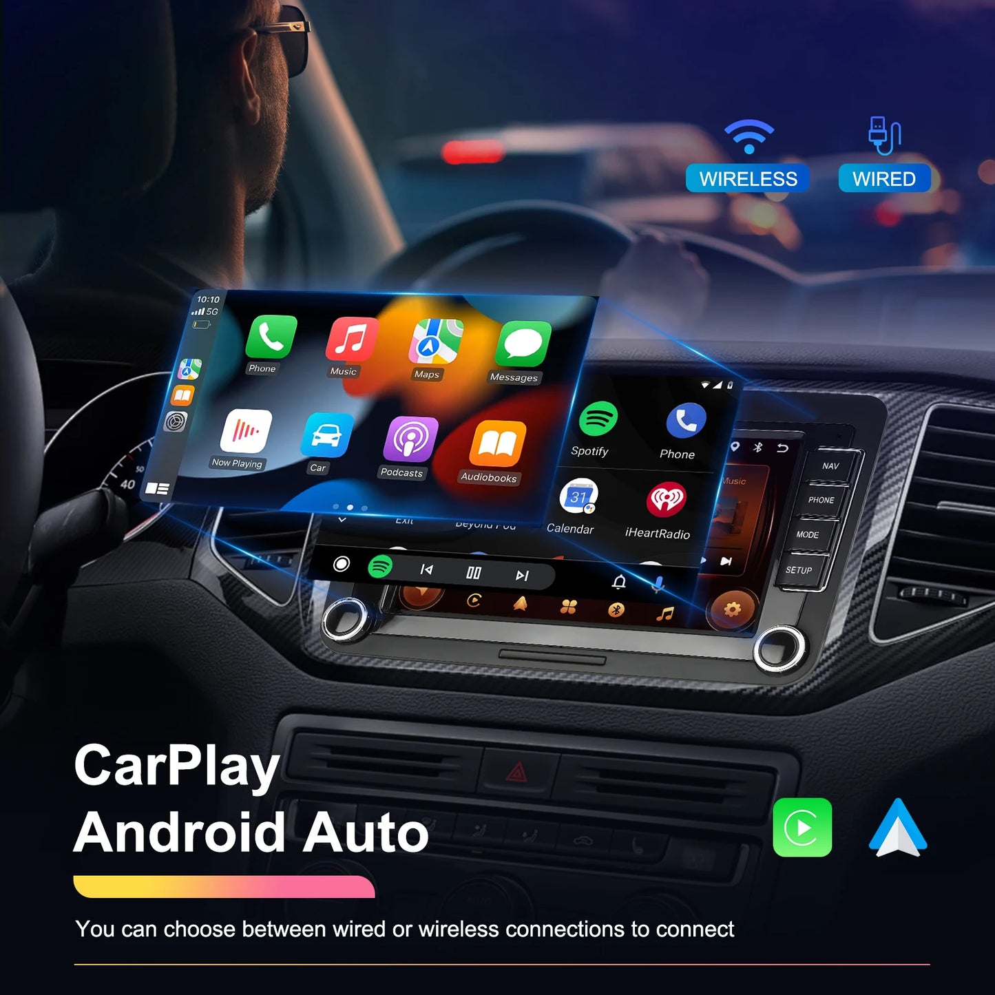 Podofo 4+64G 4Core Car Radio For VW/PASSAT/TOURAN/CADDY/BEETLE 2Din Car Stereo GPS Navigation Carplay Android Auto Car Audio