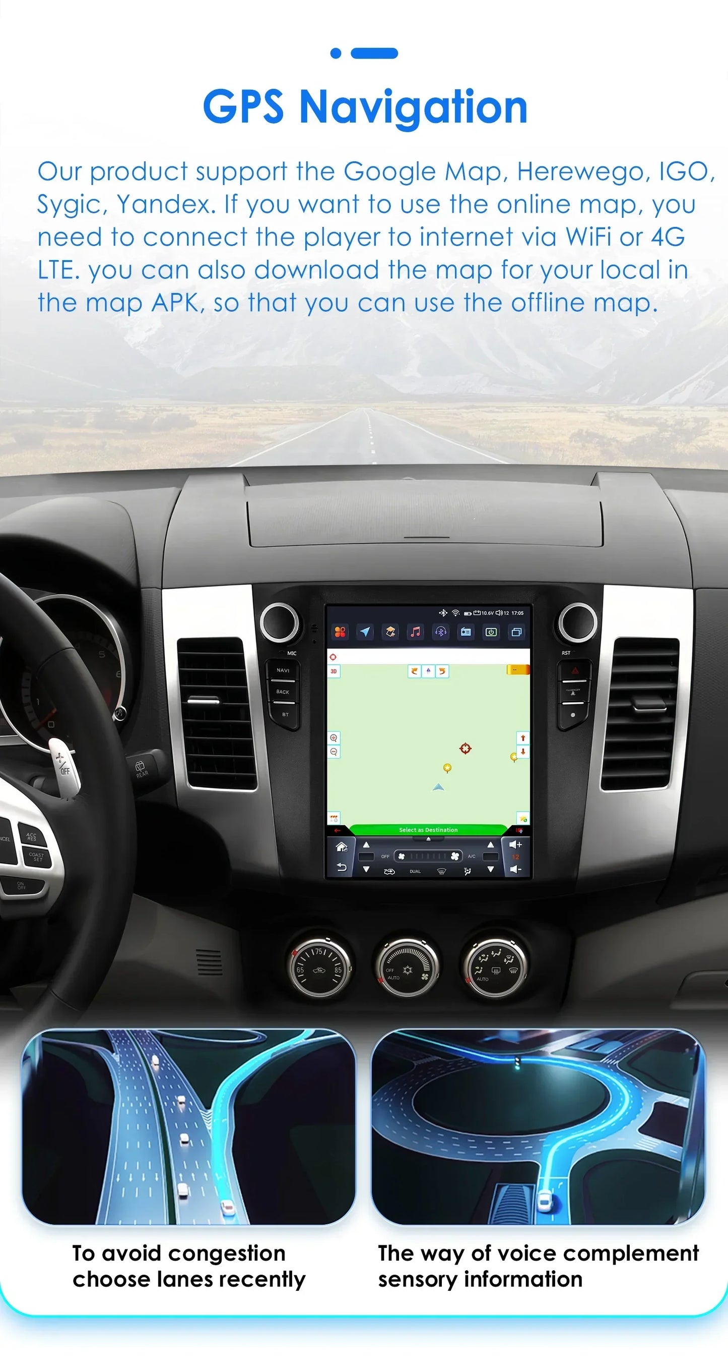 Android 13 Wireless Carplay GPS Stereo for Mitsubishi Outlander XI 2 2008 - 2011 9.7" Car Radio Multimedia Player 4G BT DSP 2din
