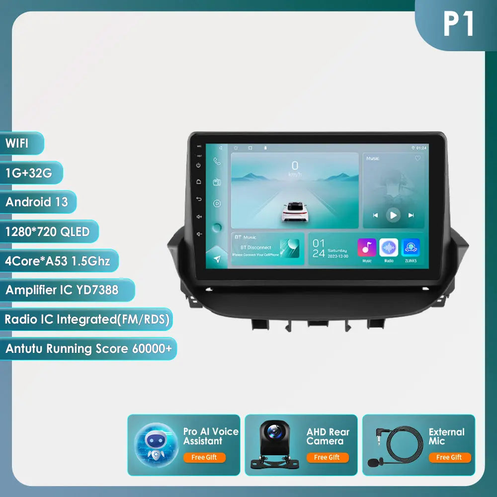 9" Android 13 Radio Car Multimedia 2Din Wireless Carplay Android Auto for Renault Laguna 2 2001-2007 Support OBD DAB RDS BT WIFI