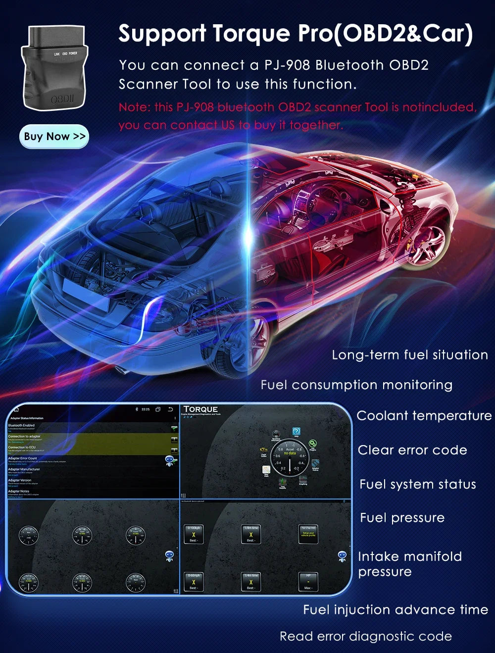 10.33" 2 Din Car Radio for Ford Focus Mk2 Carplay Android 13 Multimedia Video Player GPS Navigation Bluetooth Touch Screen RDS