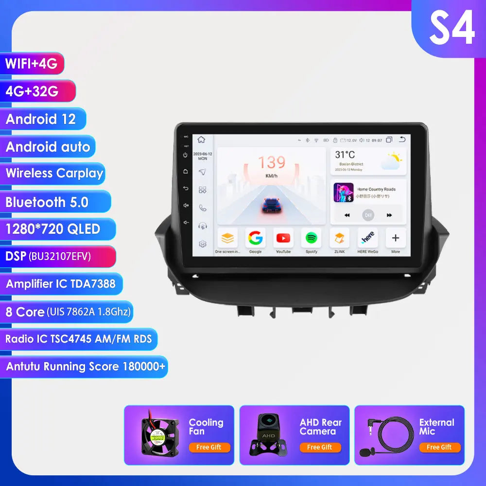 9" Android 13 Radio Car Multimedia 2Din Wireless Carplay Android Auto for Renault Laguna 2 2001-2007 Support OBD DAB RDS BT WIFI