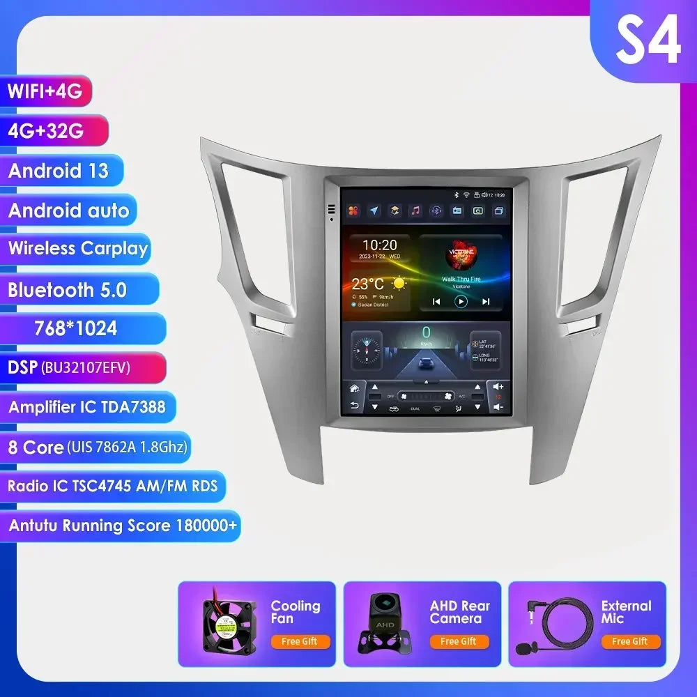 9.7" Android 13 Wireless Carplay for Subaru Outback Impreza Legacy 2009-2014 GPS Stereo Car Radio Multimedia Player 4G BT 2 Din