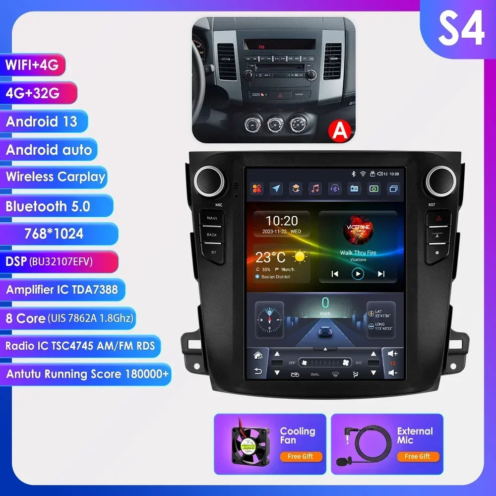 Android 13 Wireless Carplay GPS Stereo for Mitsubishi Outlander XI 2 2008 - 2011 9.7" Car Radio Multimedia Player 4G BT DSP 2din