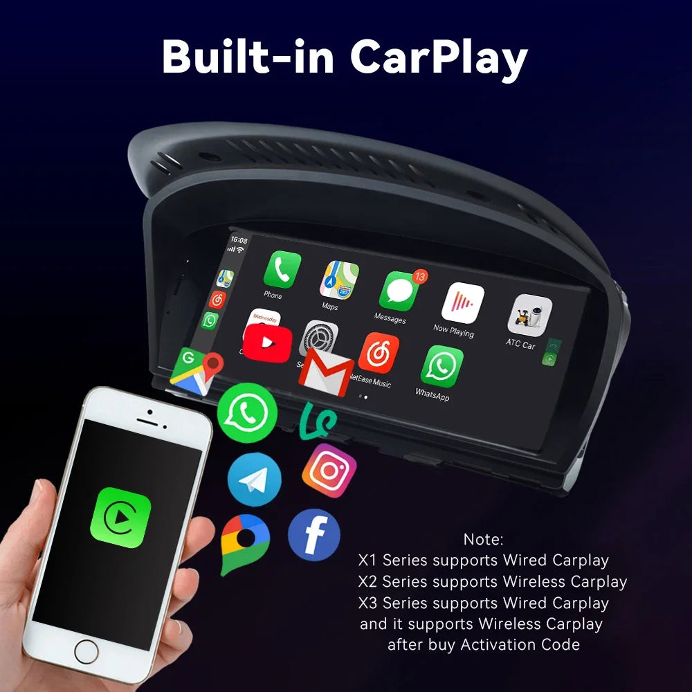 XONRICH 6GB 128GB Android 14 Car Radio For BMW 5Series E60 E61 E63 E64 E90 E91 E92 E93 CCC CIC Multimedia CarPlay GPS Navigation