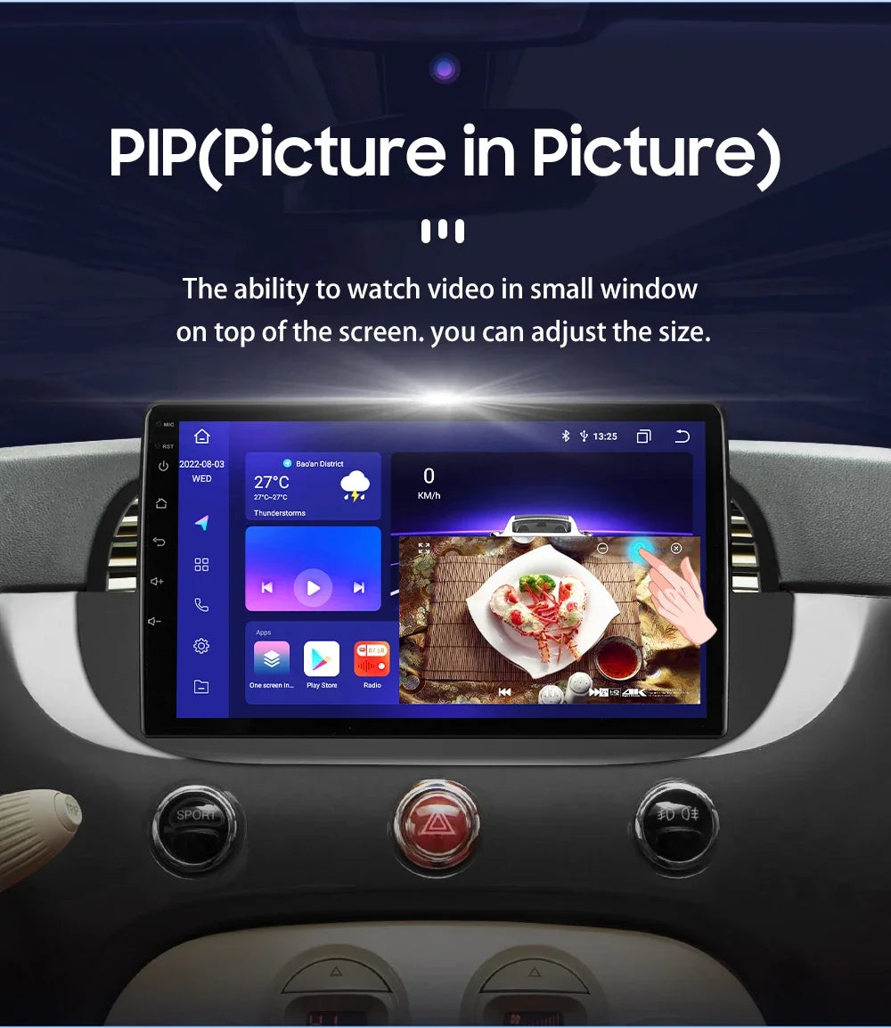 8 Core Android 13 Auto Car Radio Carplay for FIAT 500 2007-2014 Multimedia Video Player Stereo GPS Navi BT SWC RDS DSP 4G NO DVD