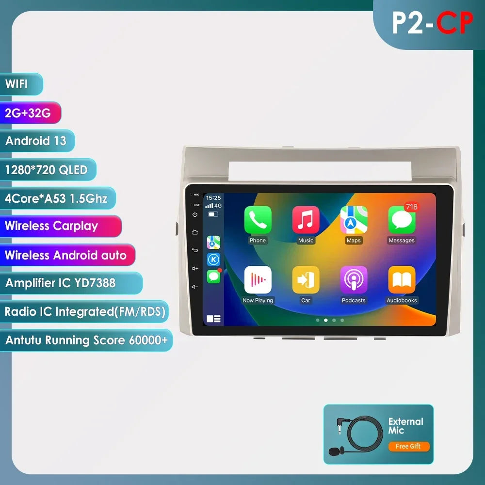 Wireless Carplay Android Auto Car Multimedia Player 9'' Touch Screen for Toyota Corolla Verso AR10 2004 2005 2006 2007 2008 2009