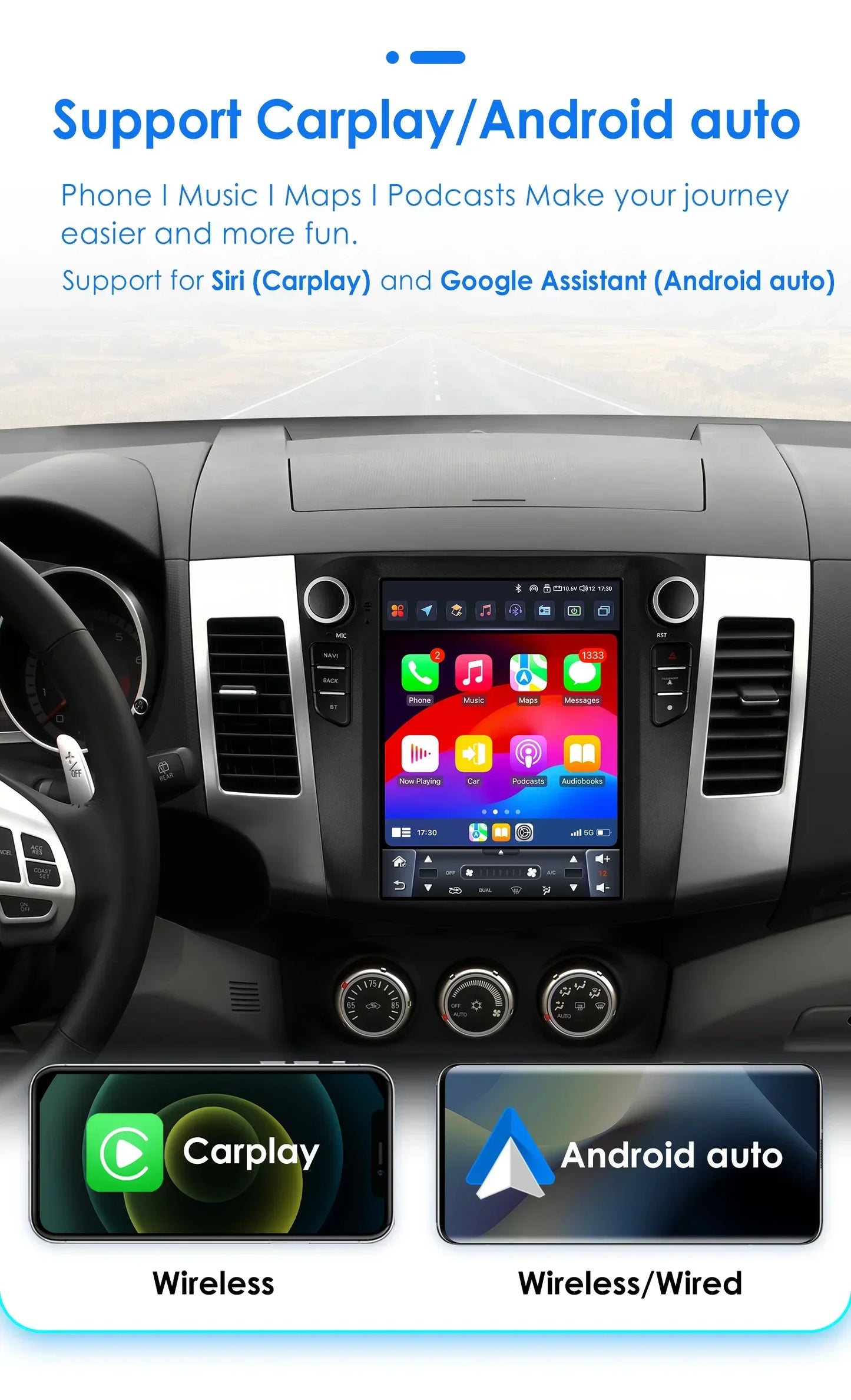 Android 13 Wireless Carplay GPS Stereo for Mitsubishi Outlander XI 2 2008 - 2011 9.7" Car Radio Multimedia Player 4G BT DSP 2din