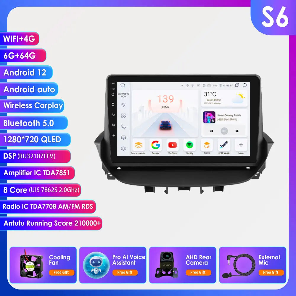 9" Android 13 Radio Car Multimedia 2Din Wireless Carplay Android Auto for Renault Laguna 2 2001-2007 Support OBD DAB RDS BT WIFI