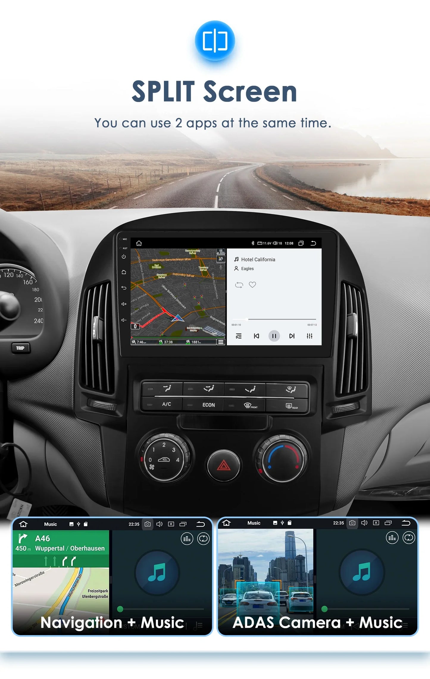 Android 13 Wireless Carplay for Hyundai I30 MT AT 2006 - 2011 9" Car Multimedia Player GPS Navi BT DSP 4G 2 Din Autoradio Stereo
