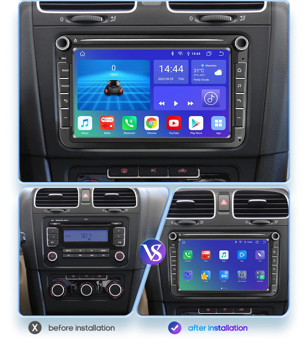8'' 2Din Car Radio Android 13 for Volkswagen Golf 5 6 Polo Passat B6 B7 CC Skoda Jetta Universal Muiltmedia Carplay 4G Wifi GPS