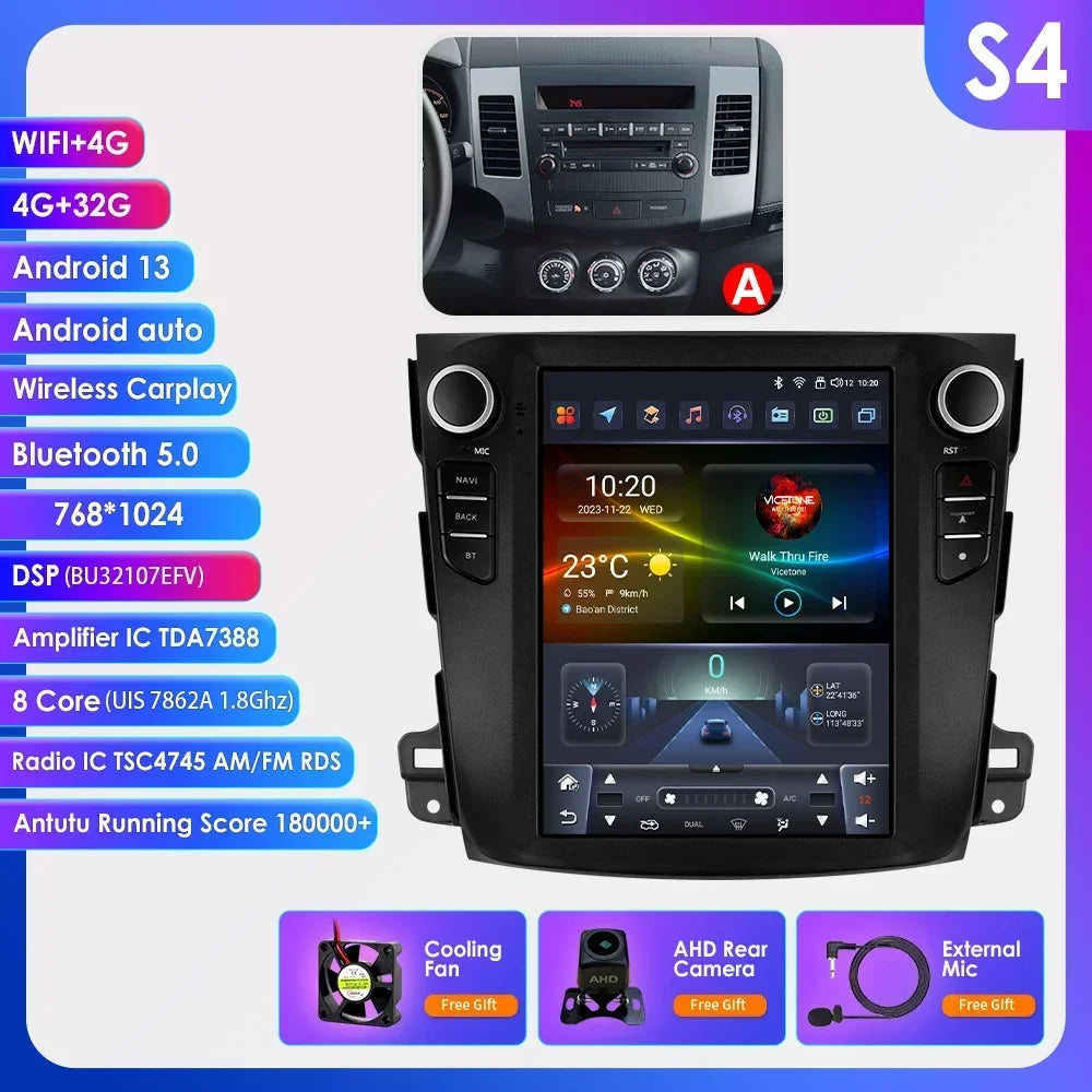 Android 13 Wireless Carplay GPS Stereo for Mitsubishi Outlander XI 2 2008 - 2011 9.7" Car Radio Multimedia Player 4G BT DSP 2din