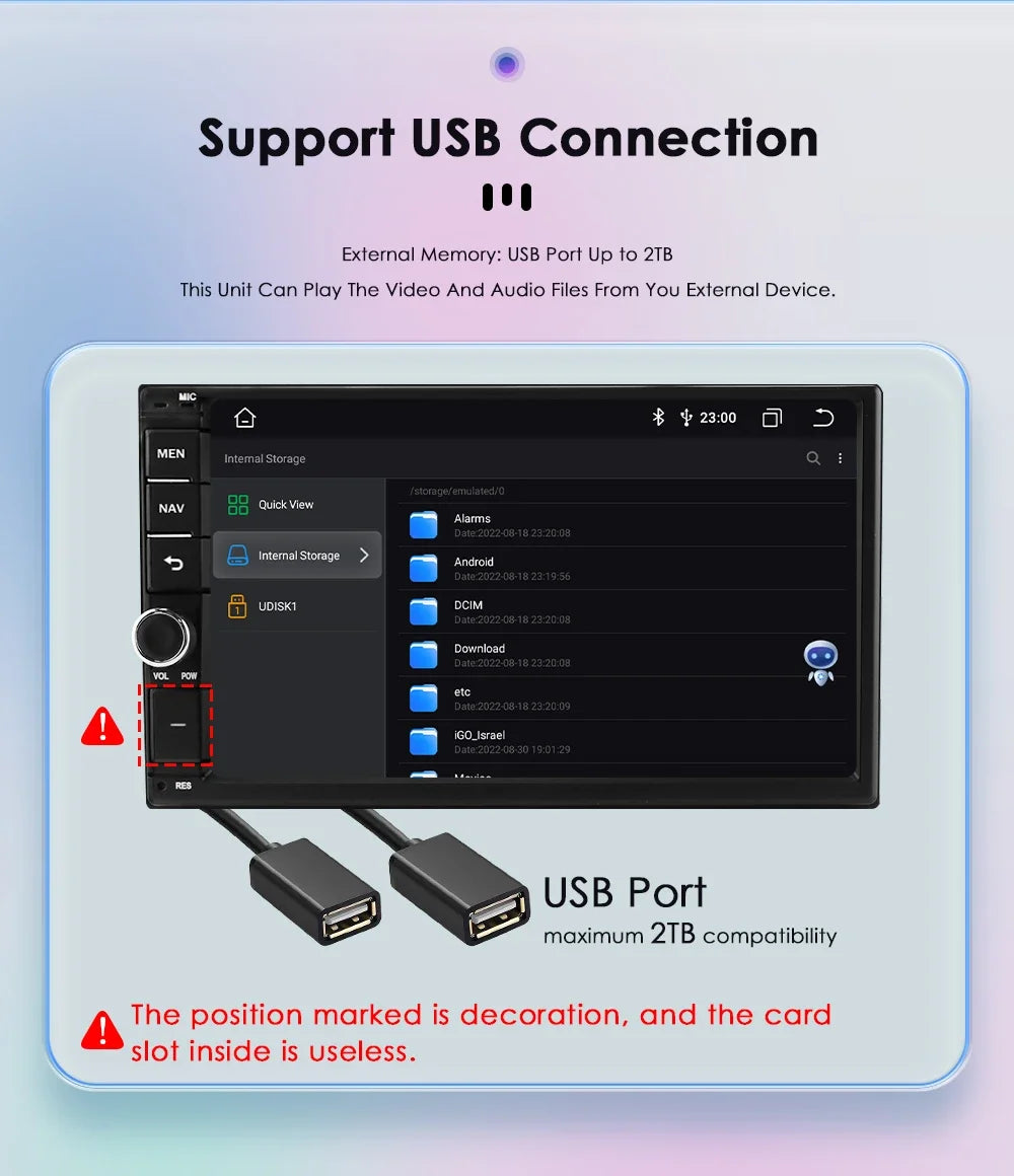 OSSURET Universal Android 14 4G 64G 7'' 2 Din Car Multimedia Player with BT GPS DSP for Toyota Verso Nissan Qashqai Hyundai I 10