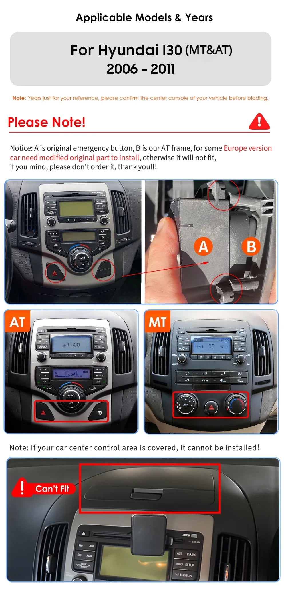 Android 13 Wireless Carplay for Hyundai I30 MT AT 2006 - 2011 9" Car Multimedia Player GPS Navi BT DSP 4G 2 Din Autoradio Stereo