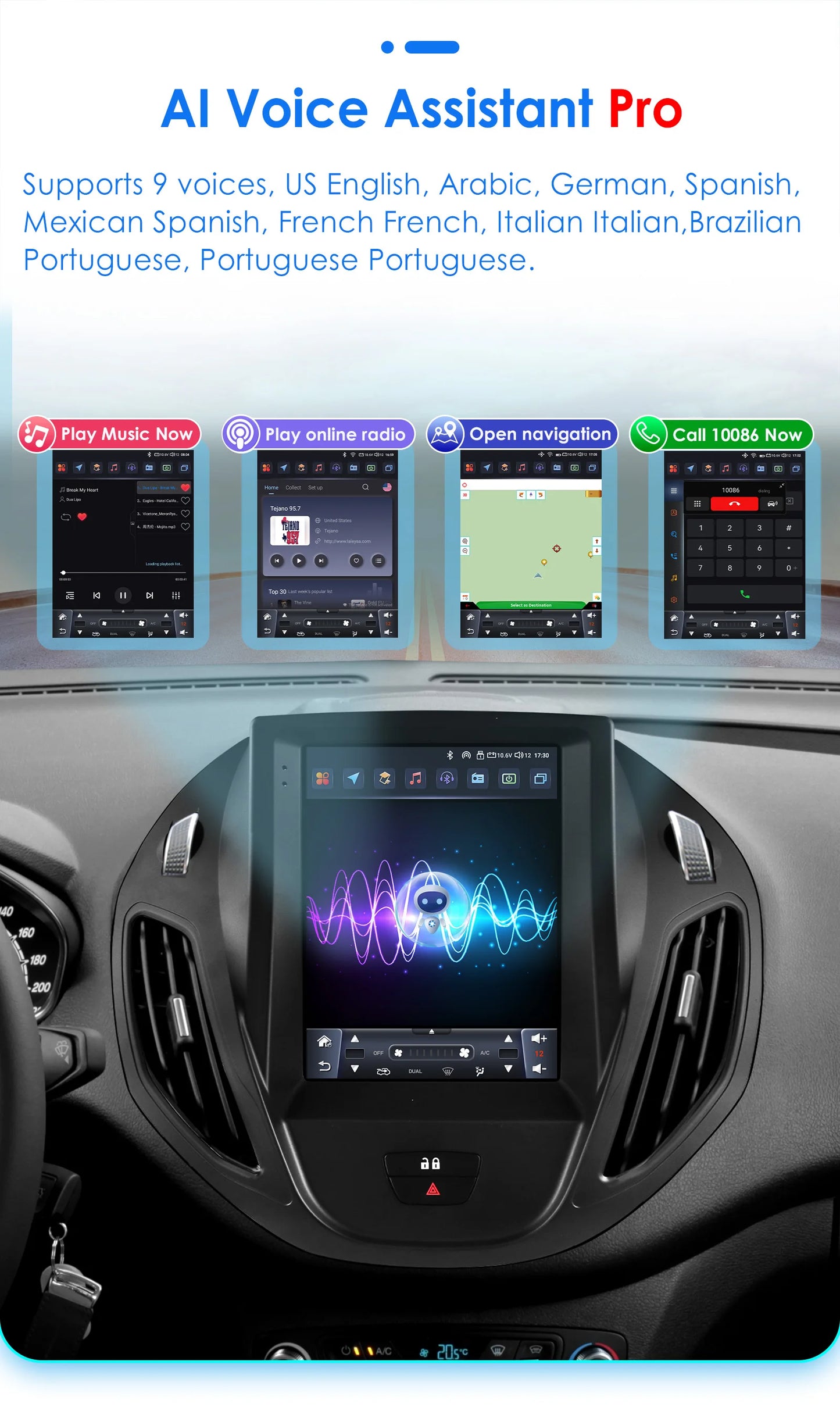9.7Inch Radio Car Multimedia for Ford B-Max 2012-2018 Transit/ Tourneo Courier 2013-2021 Transit/ Tourneo (High Configuration)