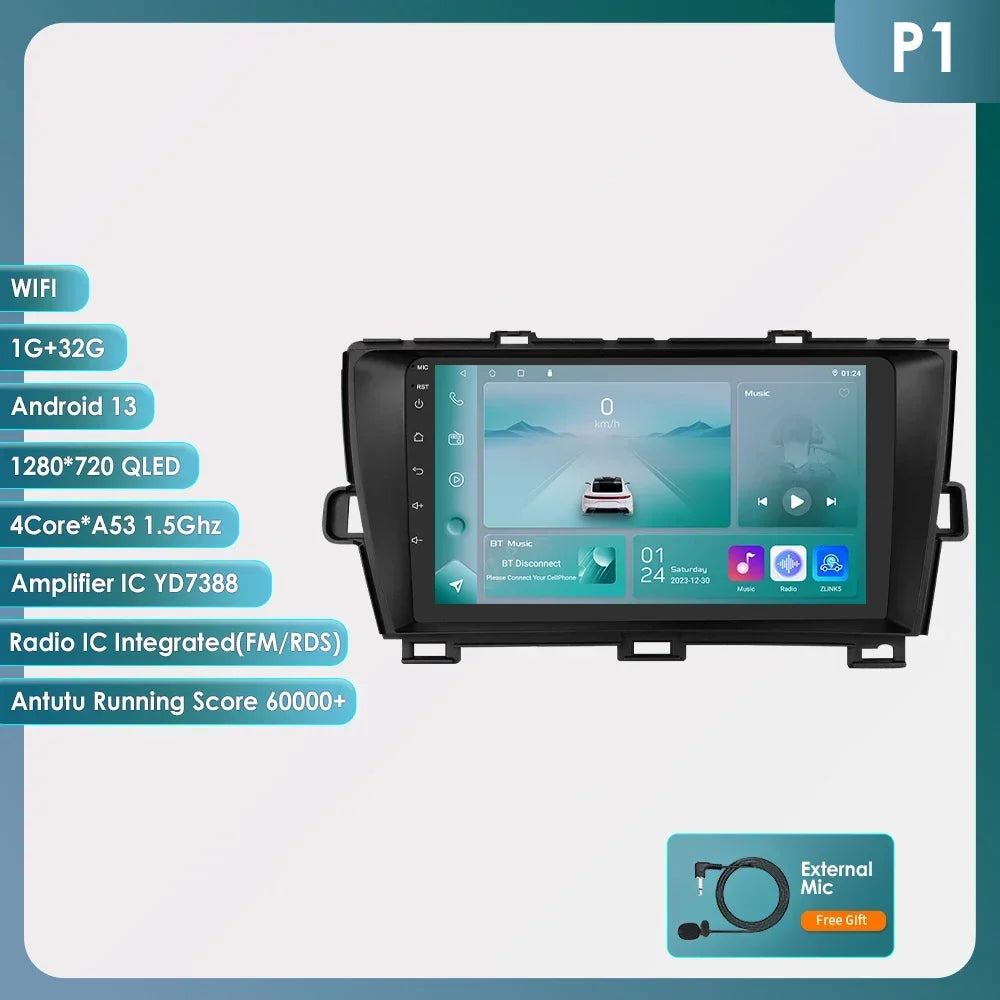 9" 2din Car Stereo Radio Video Multimedia Player for Toyota Prius 3 2009 - 2015 Android 13 Navigation GPS Autoradio 4G Head Unit