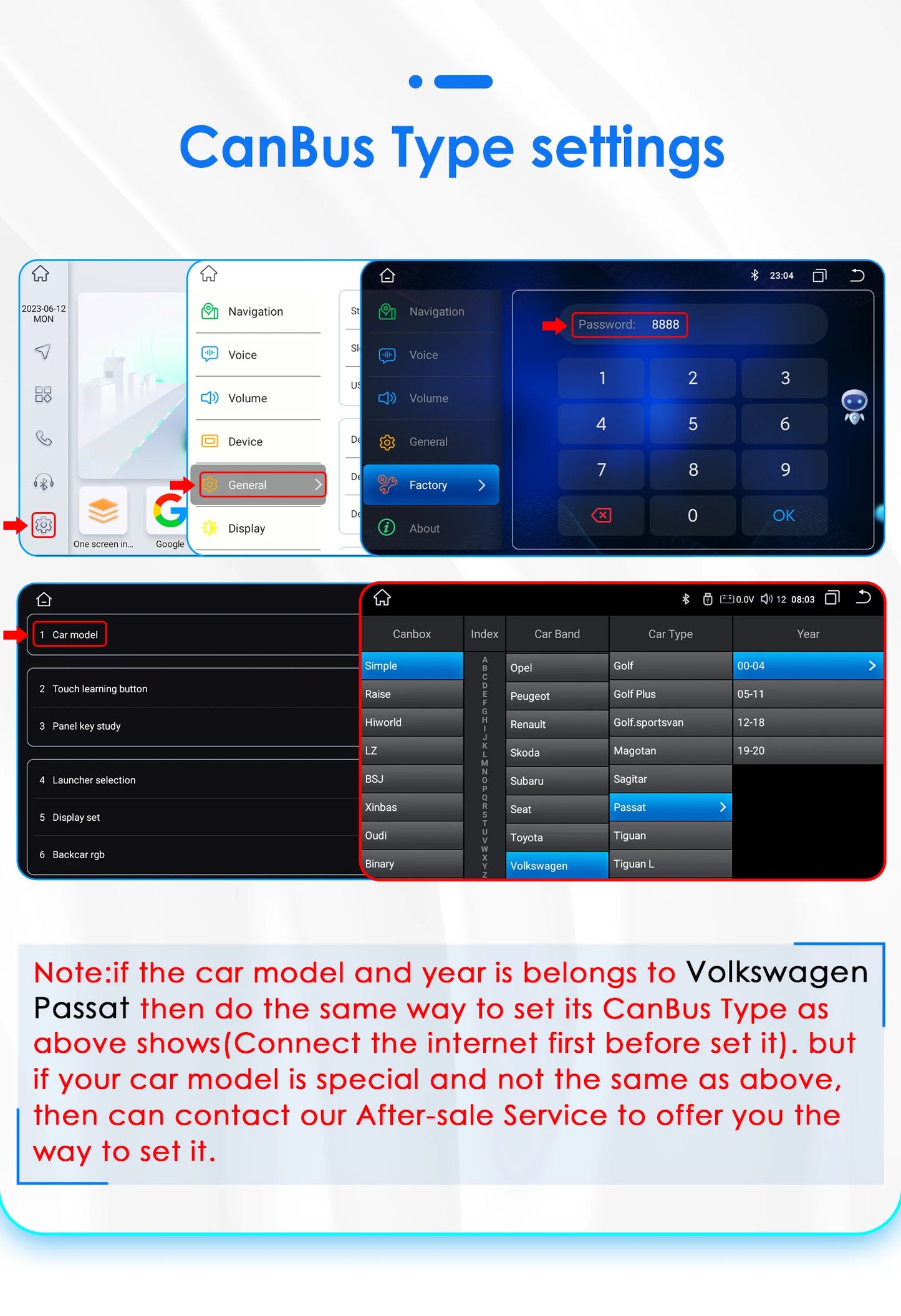 7 Inch Wireless Carplay Android Auto Android 14 Radio Car Multimedia for VW Golf 4 Passat POLO Transport T5 Multivan Seat Jetta