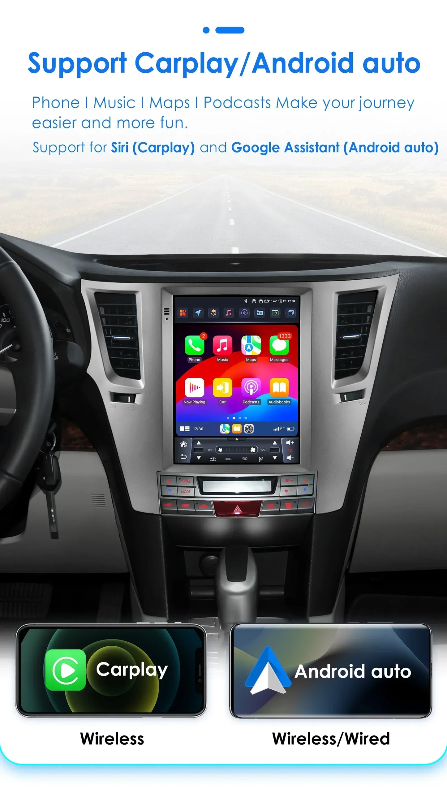 9.7" Android 13 Wireless Carplay for Subaru Outback Impreza Legacy 2009-2014 GPS Stereo Car Radio Multimedia Player 4G BT 2 Din