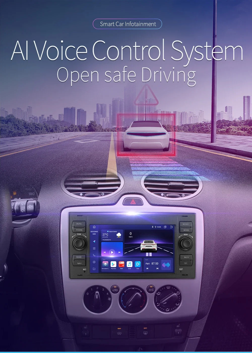 2din Carplay Android Car Radio Multimedia Player for Ford Mondeo Fiesta S-max Focus Galaxy Transit Fusion Connect Kuga GPS NOCAN