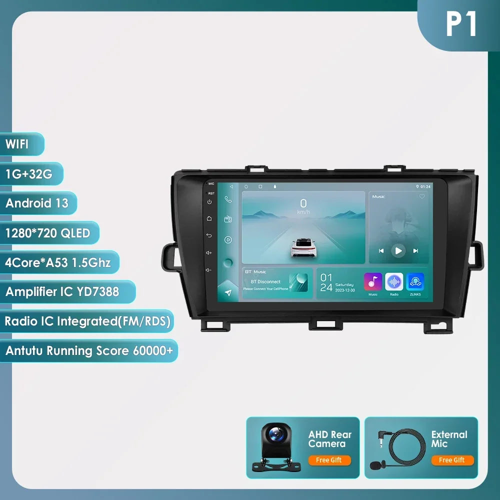 9" 2din Car Stereo Radio Video Multimedia Player for Toyota Prius 3 2009 - 2015 Android 13 Navigation GPS Autoradio 4G Head Unit