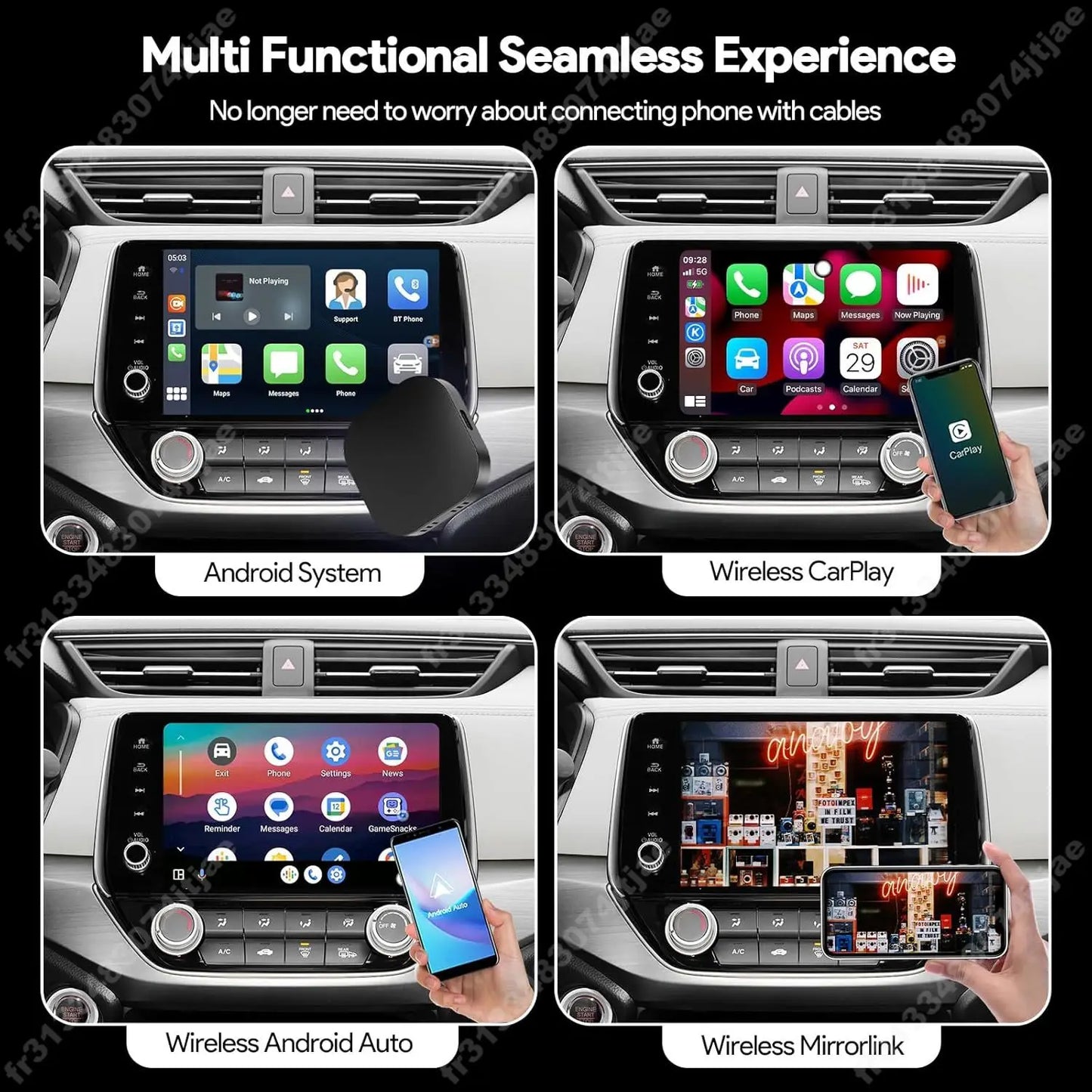Mini Box Wired to Wireless CarPlay and Android Auto Wireless Adapter Spotify For Toyota Mazda Nissan Camry Audi Ford Kia Hyundai