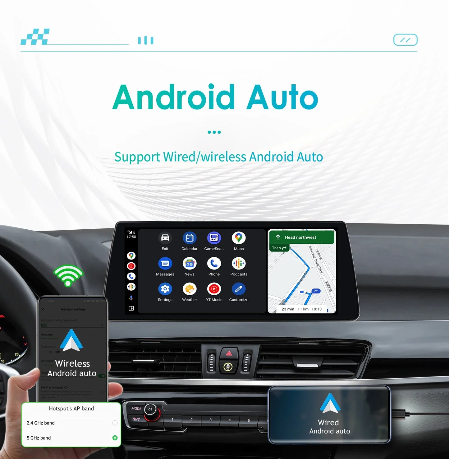 Android 13 Automotive Multimedia 2Din Wireless Carplay Android Auto for BMW X1 F48 (2016-2017)NBT Support AI Pro RDS BT WIFI GPS