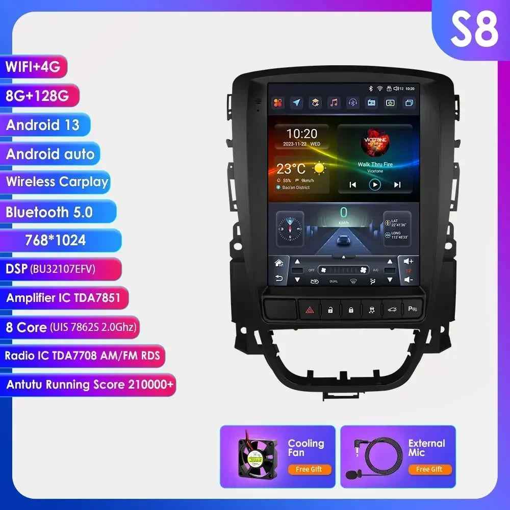 Android 14 Wireless Carplay GPS Navi Stereo for Opel Astra J Buick Verano 2009-2015 9.7" Car Radio Multimedia Player 4G BT 2 Din