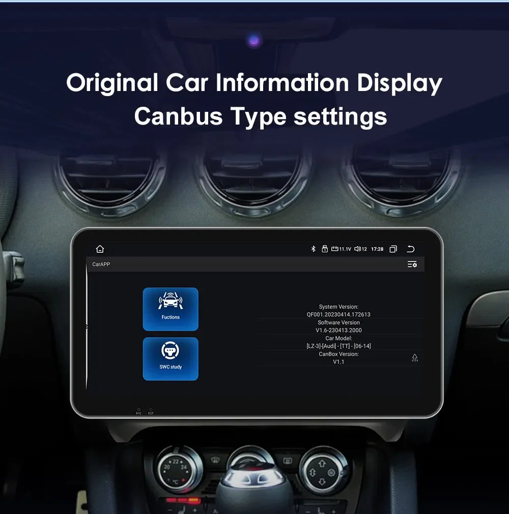 10.33" Wireless Carplay Android 13 Auto 8G+128G Car Radio Multimedia Player for AUDI TT MK2 8J 2006 2007-2014 GPS Navigation RDS