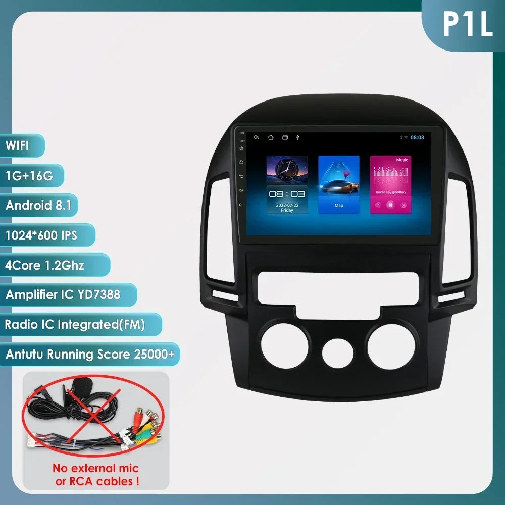 Android 13 Wireless Carplay for Hyundai I30 MT AT 2006 - 2011 9" Car Multimedia Player GPS Navi BT DSP 4G 2 Din Autoradio Stereo
