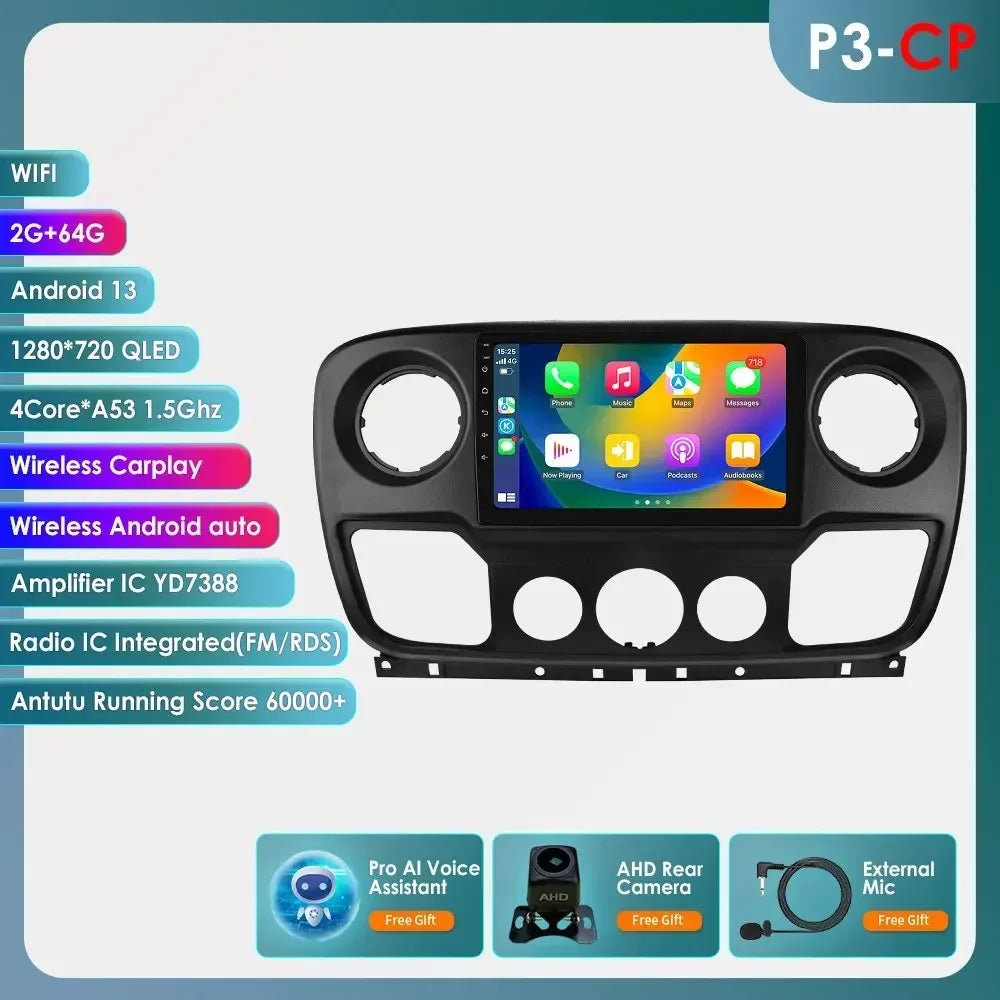Car Multimedia Player Navigation Radio for Nissan NV400 2010-2019 for Opel Movano 2010-2019 for Renault Master lll 3 2011-2021