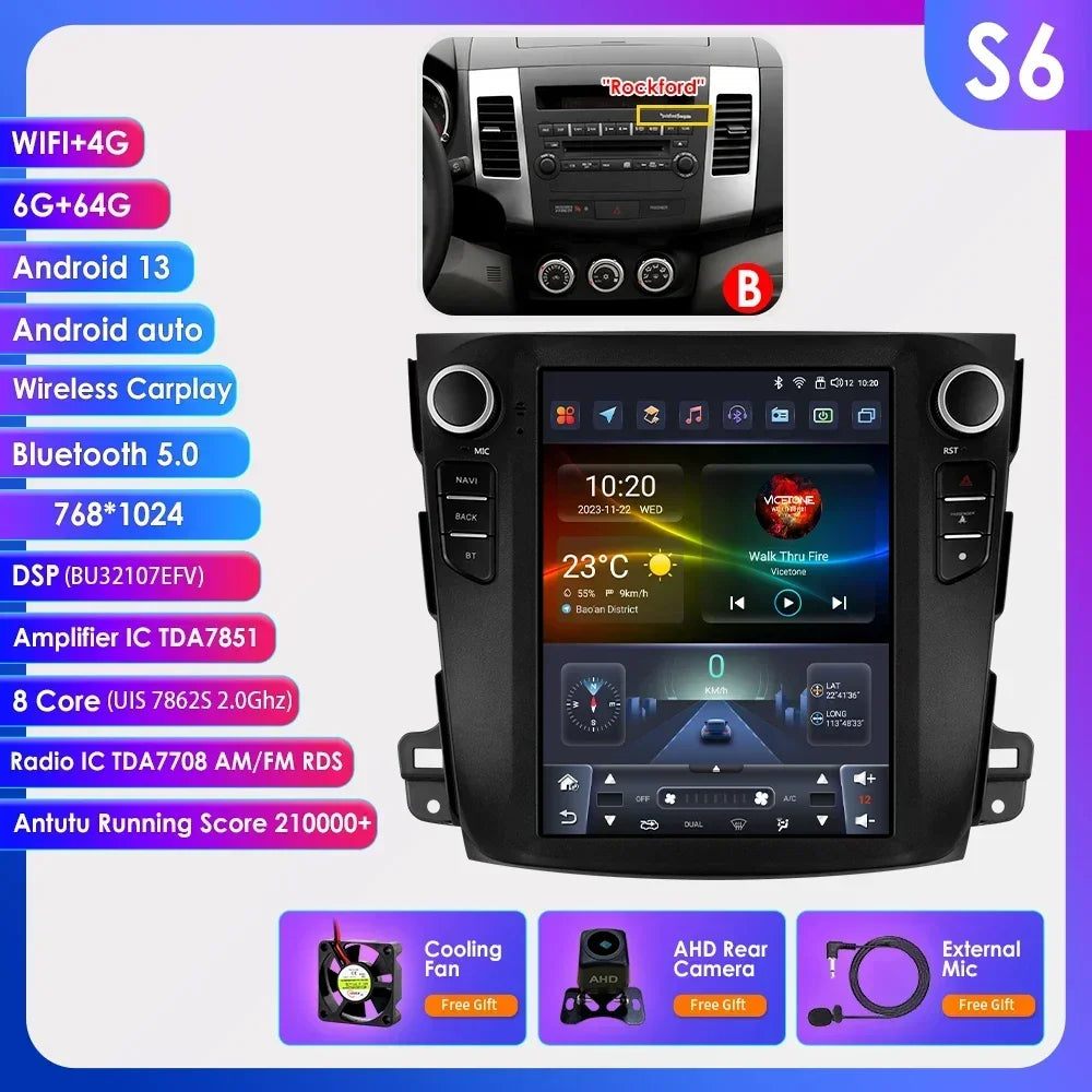 Android 13 Wireless Carplay GPS Stereo for Mitsubishi Outlander XI 2 2008 - 2011 9.7" Car Radio Multimedia Player 4G BT DSP 2din