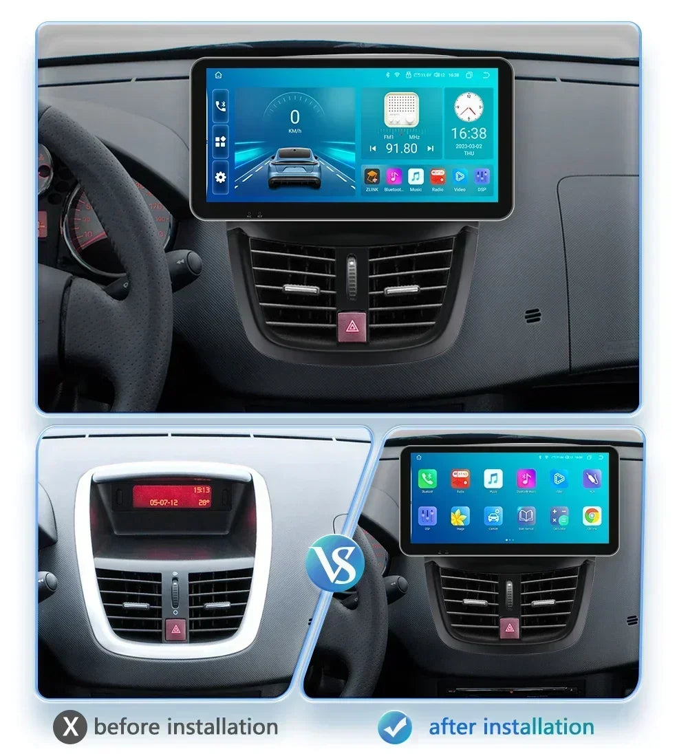 10.33" 8G+128G for Peugeot 207 207CC 2006 -2015 Android 13 2 Din Car Radio Multimedia Player Navigation Autoradio CarPlay Stereo