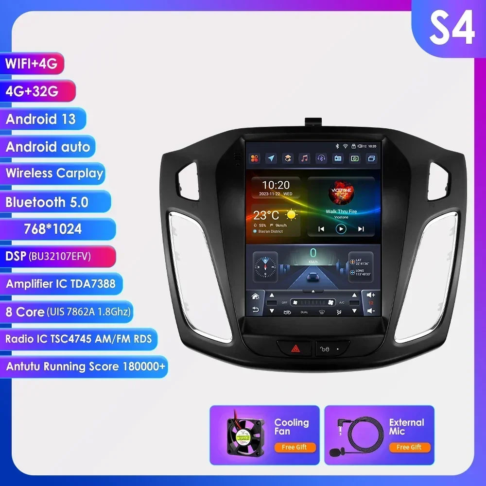 Android 13 Radio Car Multimedia 2Din Wireless Carplay Android Auto for Ford Focus 3 Mk 3 2011-2019 Support OBD DAB RDS BT GPS 4G
