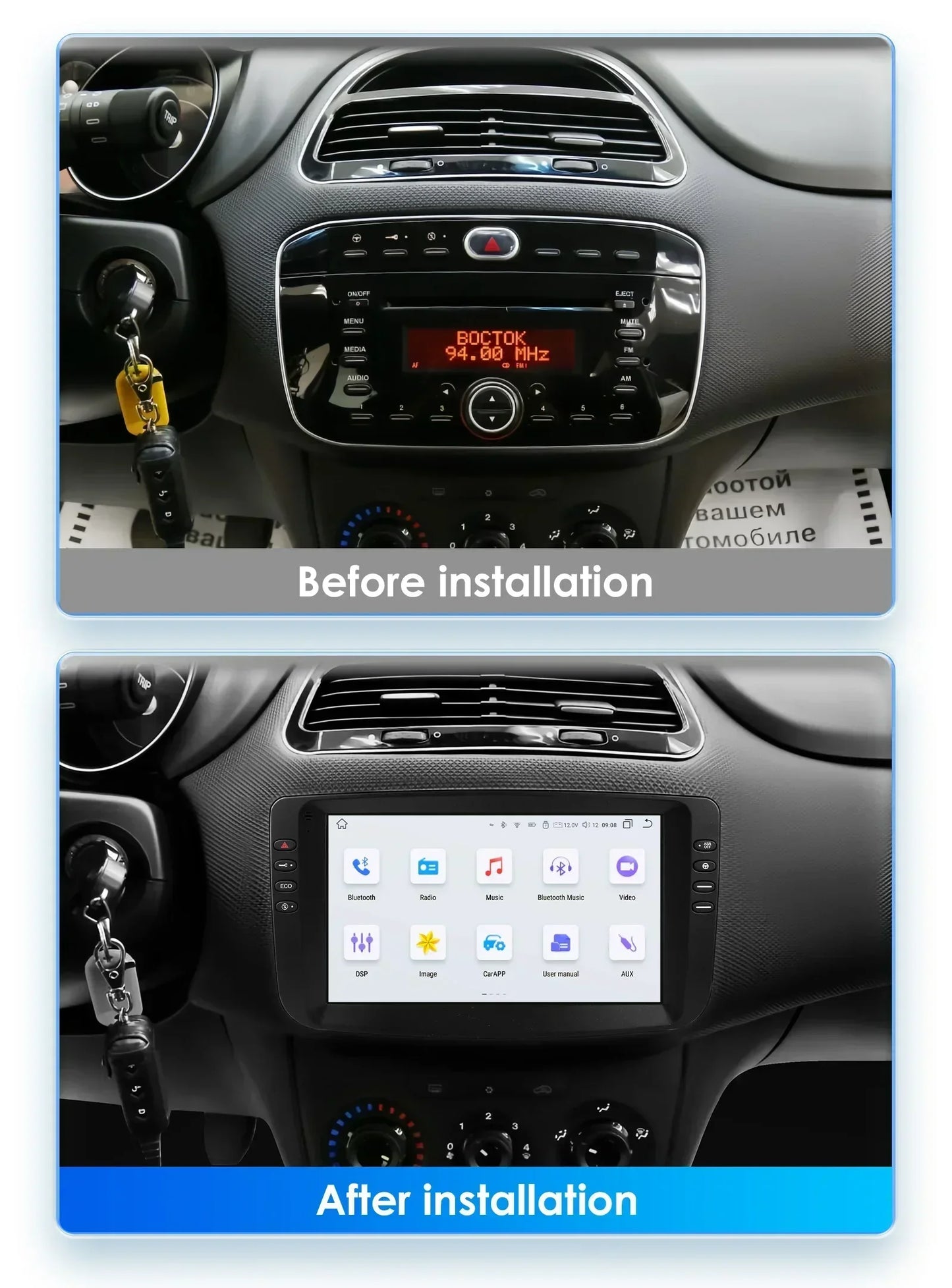 9" Car Multimedia Player 2Din Stereo for Fiat Linea Punto EVO 2012-2015 Android 13 with Wifi Bluetooth GPS Navi Radio Player 4G