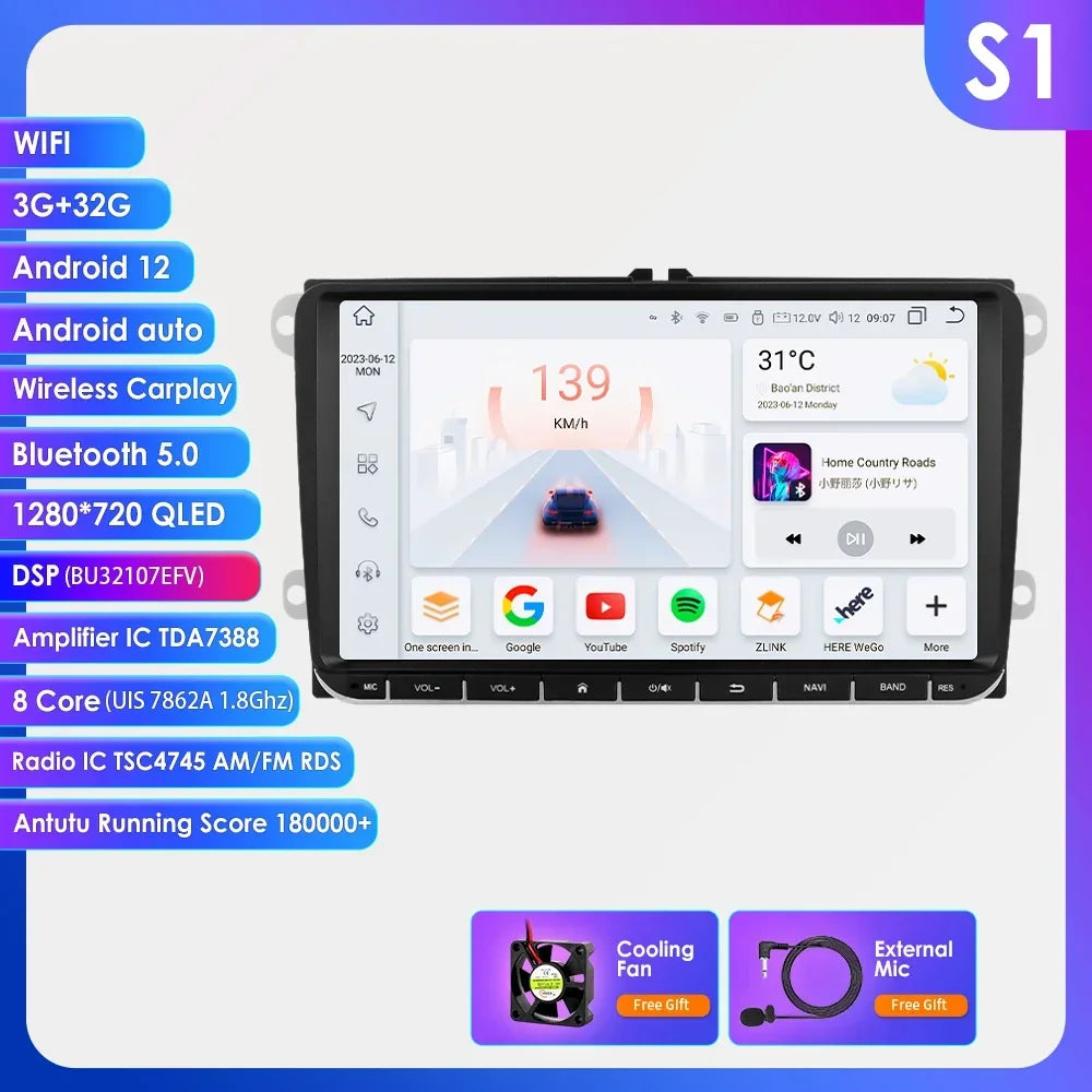 Auto Radio 2 Din Car GPS Multimedia GPS for VW Passat B6 T5 B7 B8 Golf 5 6 Caddy POLO T5 Touran Jetta Android Carplay DAB RDS BT