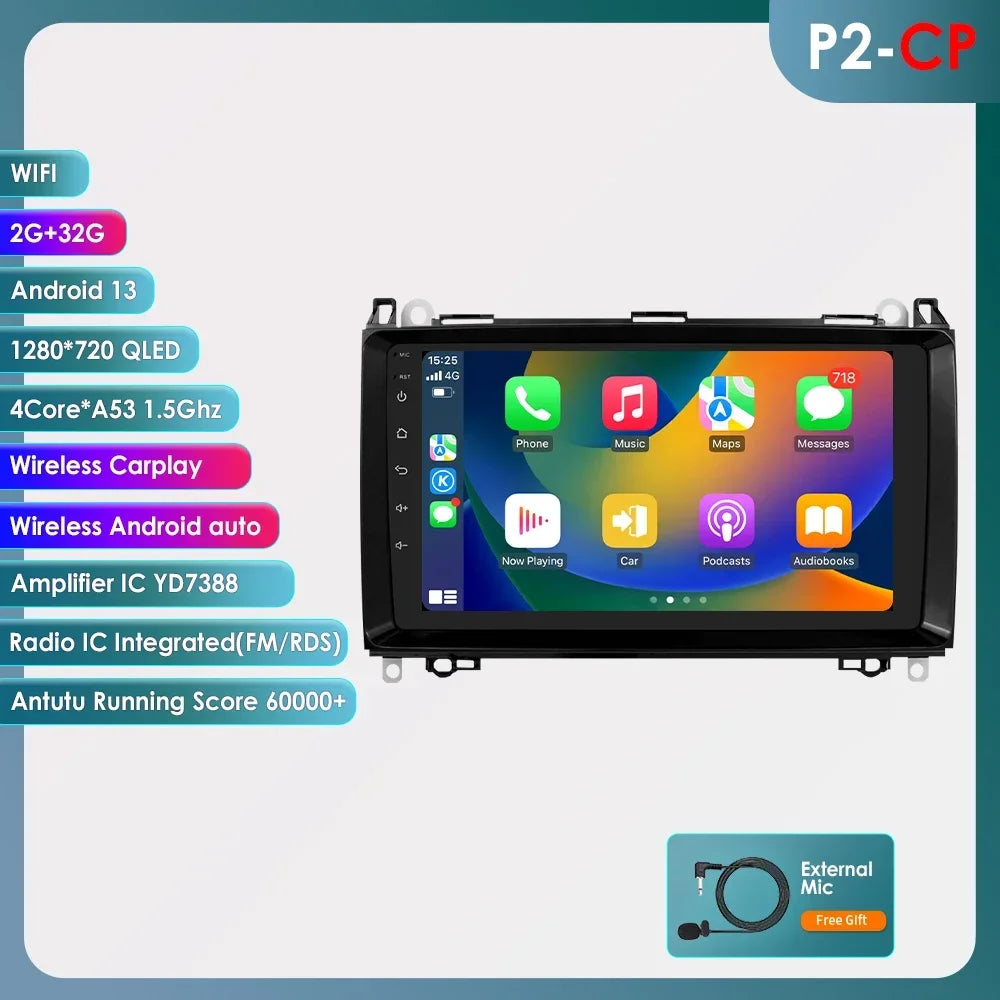 Android 13 Octa Core AI Auto Car Radio Multimedia Player for Mercedes Benz B200 W169 W245 Viano Vito W639 Sprinter W906 CarPlay