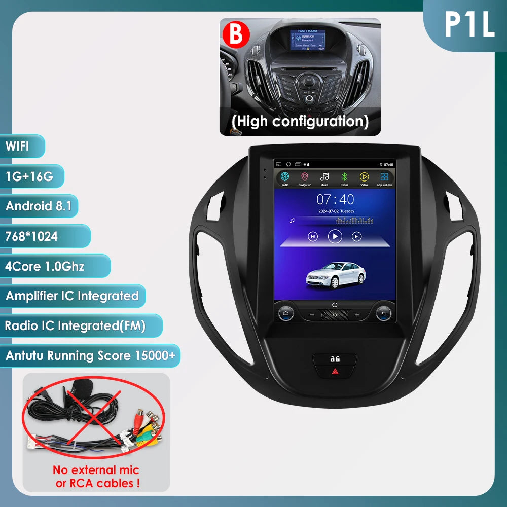 9.7Inch Radio Car Multimedia for Ford B-Max 2012-2018 Transit/ Tourneo Courier 2013-2021 Transit/ Tourneo (High Configuration)