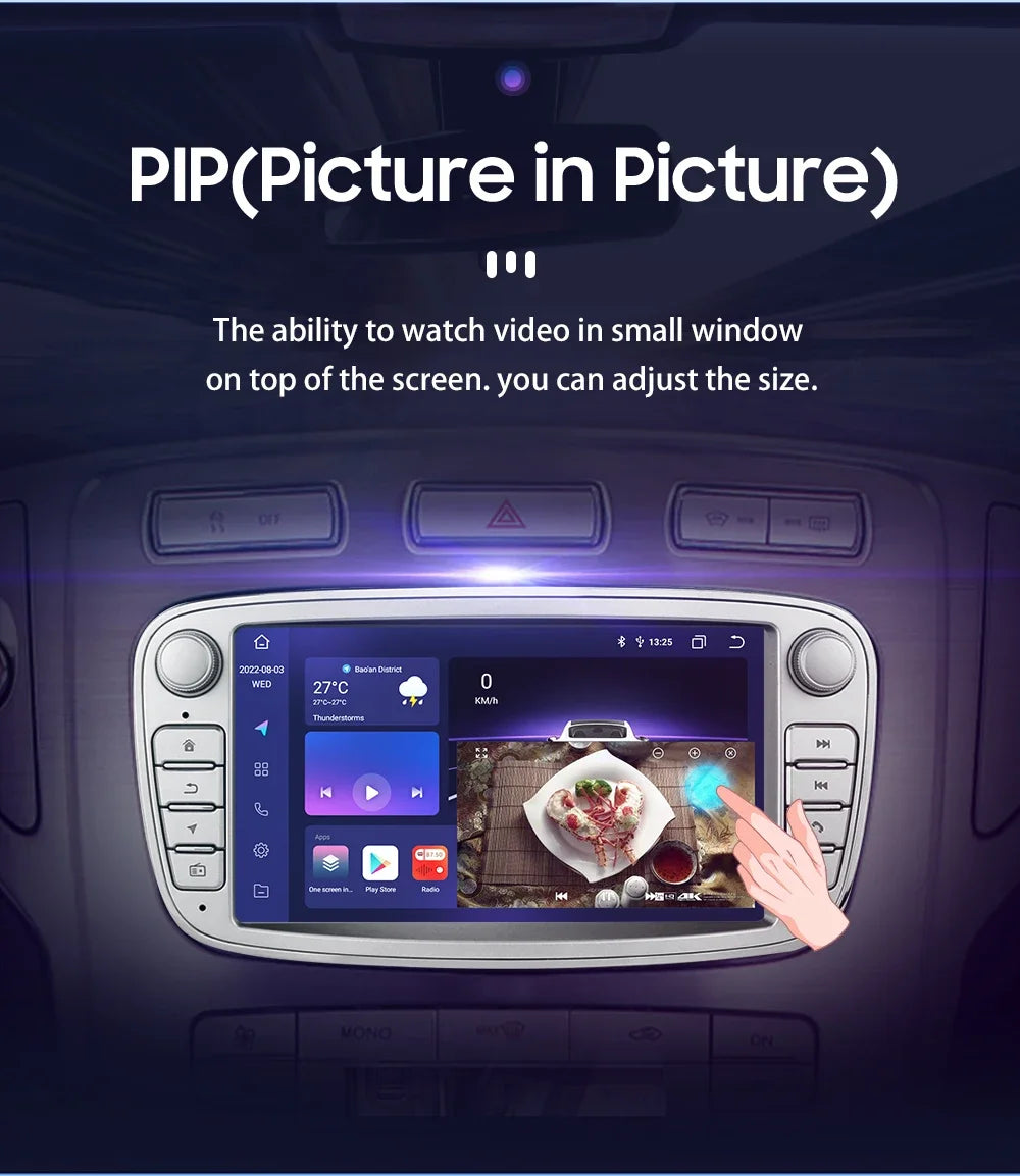 8G 128G 2 Din Carplay Android 13 for Ford Focus Mondeo Kuga C-MAX S-MAX Galaxy Car Radio Multimedia Player Audio Stereo GPS RDS