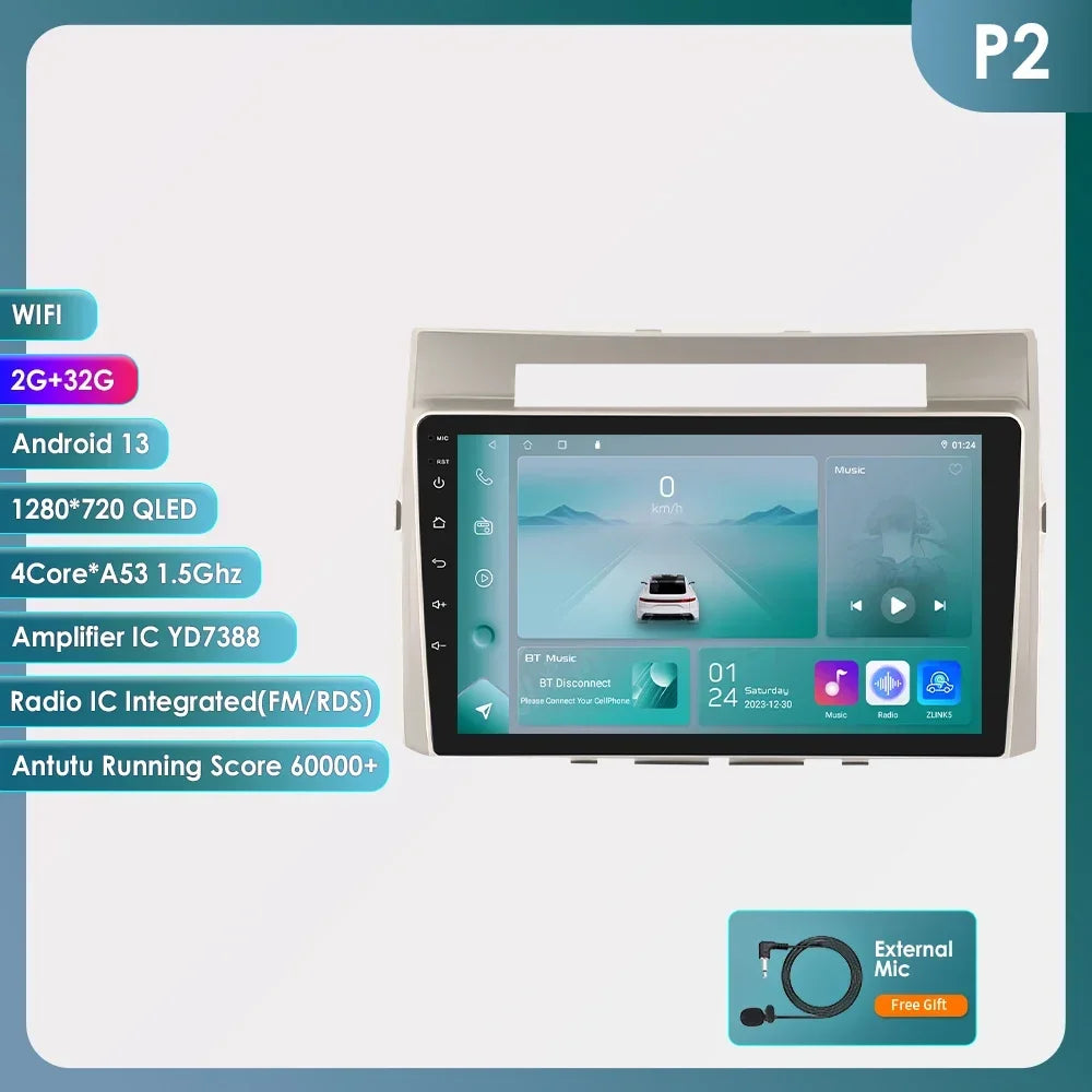 Wireless Carplay Android Auto Car Multimedia Player 9'' Touch Screen for Toyota Corolla Verso AR10 2004 2005 2006 2007 2008 2009
